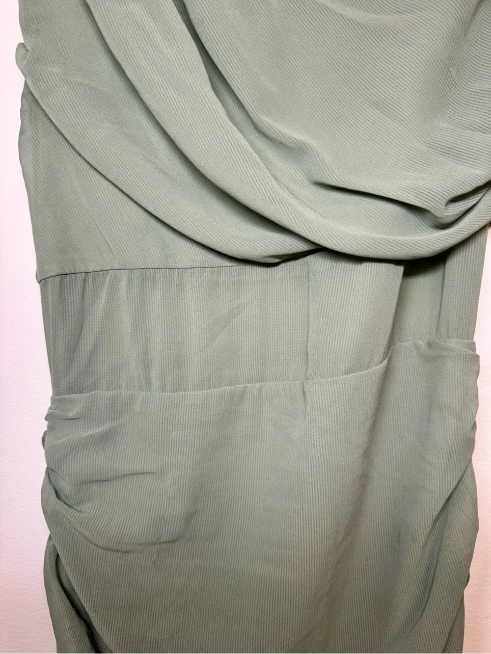 Abercrombie & Fitch One-Shoulder Sage Green Draped Gown